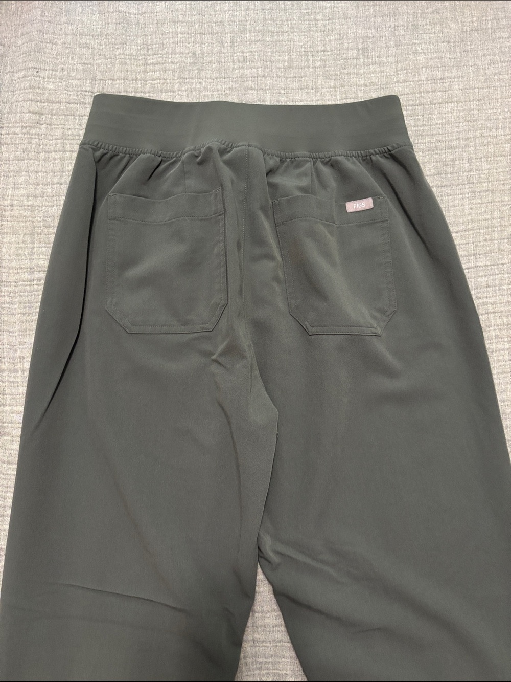 Figs Olive Green Women's Drawstring Jogger with Mint Tie - Picture 2 of 3